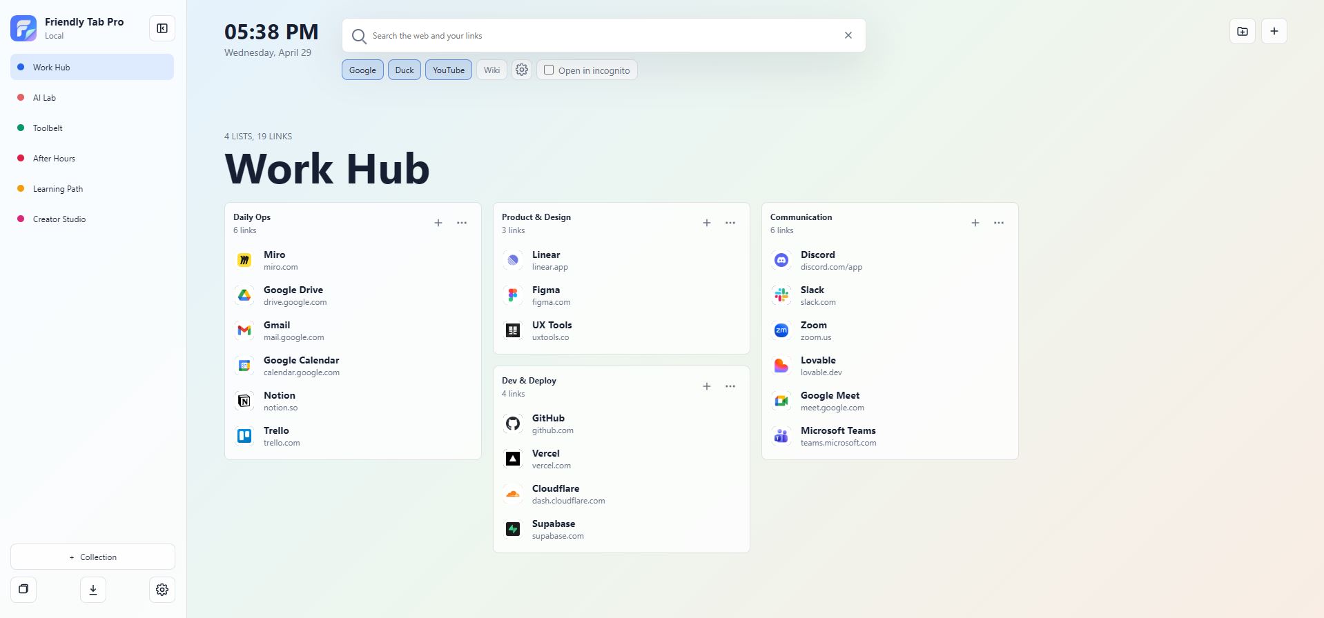 Friendly Tab Pro Work Hub screenshot